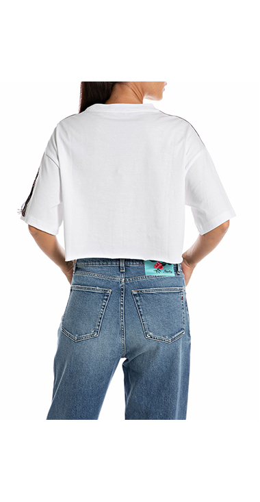 フリンジトリミング付きクロップドTシャツ 詳細画像